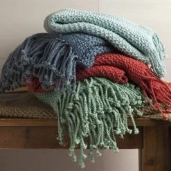 Surya Tibey Aqua 50"x70" Throw Blanket -Furniture Store 022430b2 a16e 4472 9c35 8dbd4aca02fb