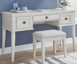 Signature Design By Ashley® Robbinsdale Antique White Vanity With Stool