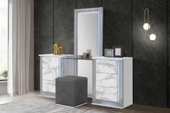 Global Furniture USA Ylime 3-Piece Light Grey/White Vanity Set With LED -Furniture Store 065963d3 c9ee 4cca 93b8 c8f52718cd07