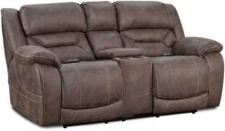 Homestretch Mink Triple Power Reclining Loveseat With Console