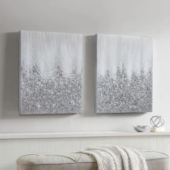 Olliix By Madison Park Glimmer 2 Piece Silver Hand Brush Heavy Textured Glitz Embellished Canvas Set -Furniture Store 083f2260 93d5 480a a3fc 89bfdbf908fd