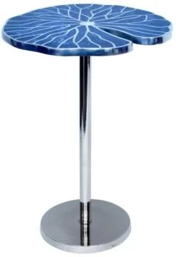 Crestview Collection Blue Springs Blue Accent Table With Silver Base