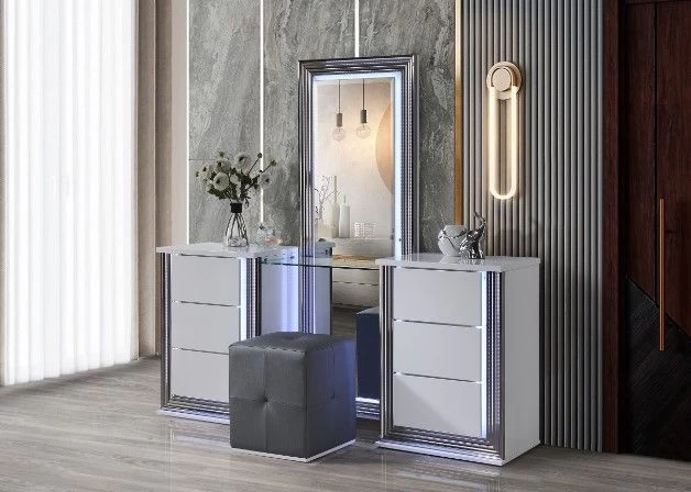 Global Furniture USA Ylime 3-Piece White Vanity Set With LED 5 Global Furniture USA Ylime 3-Piece White Vanity Set With LED - Image 3