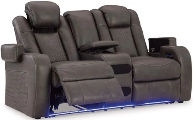 Signature Design By Ashley® Fyne-Dyme Shadow Power Reclining Loveseat With Console 4 Signature Design By Ashley® Fyne-Dyme Shadow Power Reclining Loveseat With Console - Image 2