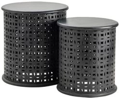 Crestview Collection Canyon 2-Piece Black Round End Table Set