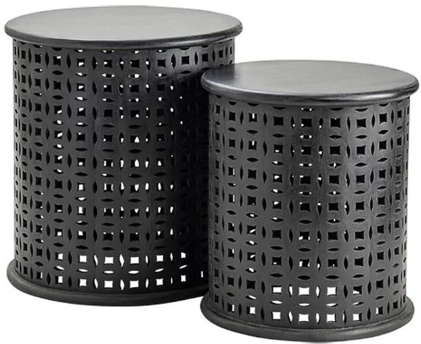 Crestview Collection Canyon 2-Piece Black Round End Table Set 3 Crestview Collection Canyon 2-Piece Black Round End Table Set