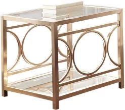 Steve Silver Co. Olympia Glass Top End Table With Gold Chrome Frame