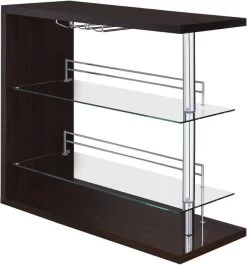 CoasterĀ® Prescott Glossy Cappuccino Rectangular 2-Shelf Bar Unit