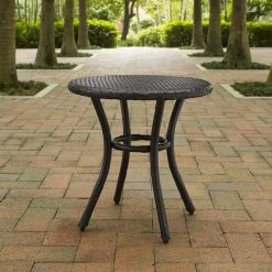 Crosley Furniture® Palm Harbor Brown Outdoor Wicker Round Side Table -Furniture Store 1580966b d7fa 4ed4 b62f 09132e726172
