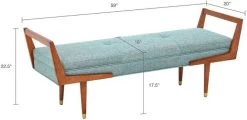 Olliix By INK+IVY Blue/Pecan Boomerang Bench -Furniture Store 17989100 a5de 4d6f 8ab9 4d97875a53e0