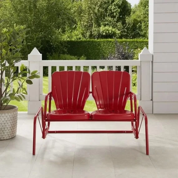 Crosley Furniture® Ridgeland Bright Red Gloss Outdoor Metal Loveseat Glider 7 Crosley Furniture® Ridgeland Bright Red Gloss Outdoor Metal Loveseat Glider - Image 5