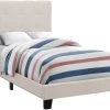 Monarch Specialties Bed, Twin Size, Platform, Teen, Frame, Upholstered, Linen Look, Wood Legs, Beige, Black, Transitional -Furniture Store 19ed05d9 108f 4249 a3b0 4443bb8bc528