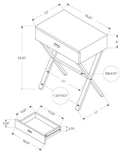 Monarch Specialties Accent Table, Side, End, Nightstand, Lamp, Storage Drawer, Living Room, Bedroom, Metal, Laminate, Brown, Black, Contemporary, Modern -Furniture Store 1a51633d b83c 42ad a9f9 fde79305449c