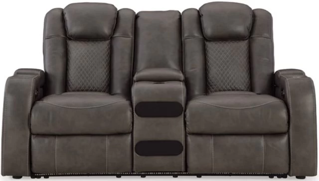 Signature Design By Ashley® Fyne-Dyme Shadow Power Reclining Loveseat With Console 5 Signature Design By Ashley® Fyne-Dyme Shadow Power Reclining Loveseat With Console - Image 3