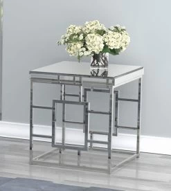 Coaster® Dafina Chrome Geometric Frame Square End Table -Furniture Store 2068d20c 7c85 41d3 931f 237f162ade59