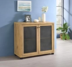 Coaster® Mchale Golden Oak/Gunmetal Accent Cabinet -Furniture Store 21b10cd5 98e3 4e5a 80ef da30dc402ecb