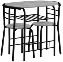 Monarch Specialties Inc. 3-Piece Black/Grey Dining Table Set