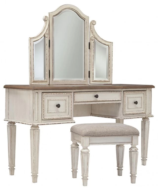 Signature Design By Ashley® Realyn Vanity/Mirror/Stool Set 3 Signature Design By Ashley® Realyn Vanity/Mirror/Stool Set