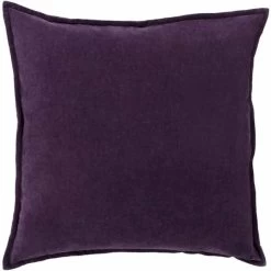 Surya Cotton Velvet Dark Purple 20"x20" Pillow Shell With Down Insert