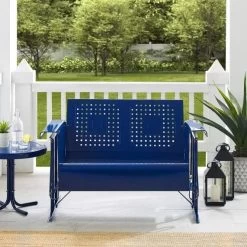 Crosley Furniture® Bates Navy Gloss Outdoor Metal Loveseat Glider -Furniture Store 302f6ad8 4c40 41d9 8045 a8a3a2c15da1