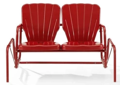 Crosley Furniture® Ridgeland Bright Red Gloss Outdoor Metal Loveseat Glider 4 Crosley Furniture® Ridgeland Bright Red Gloss Outdoor Metal Loveseat Glider - Image 2