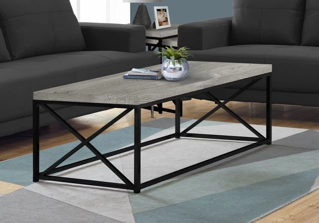 Monarch Specialties Coffee Table, Accent, Cocktail, Rectangular, Living Room, 44"L, Metal, Laminate, Grey, Black, Contemporary, Modern 4 Monarch Specialties Coffee Table, Accent, Cocktail, Rectangular, Living Room, 44"L, Metal, Laminate, Grey, Black, Contemporary, Modern - Image 2