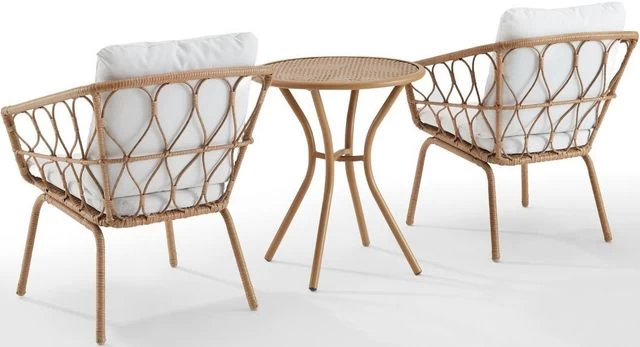 Crosley Furniture® Juniper 3-Piece Creme/Natural Outdoor Wicker Bistro Set 5 Crosley Furniture® Juniper 3-Piece Creme/Natural Outdoor Wicker Bistro Set - Image 3