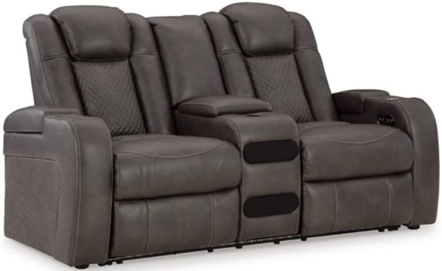 Signature Design By Ashley® Fyne-Dyme Shadow Power Reclining Loveseat With Console 3 Signature Design By Ashley® Fyne-Dyme Shadow Power Reclining Loveseat With Console