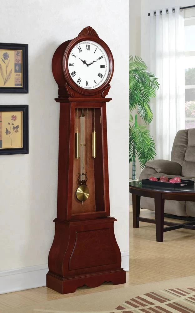 Coaster® Narcissa Brown Red Grandfather Clock With Chime 6 Coaster® Narcissa Brown Red Grandfather Clock With Chime - Image 4