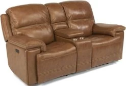 Flexsteel® Fenwick Power Reclining Loveseat With Console And Power Headrests