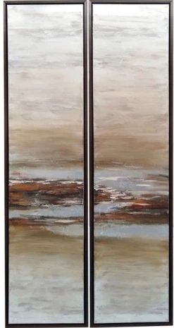 Crestview Collection Mossy 2-Piece Off-White/Red Wall Art Set