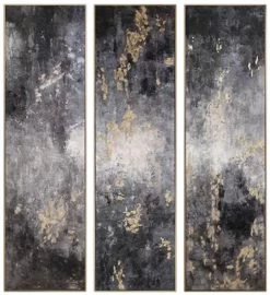 Crestview Collection Montgomery 3-Piece Back/Yellow Wall Art Set