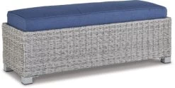 Signature Design By Ashley® Naples Beach Light Gray Outdoor Bench With Cushion