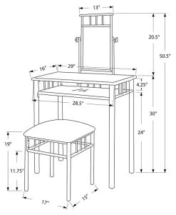 Monarch Specialties Vanity Set, Set Of 2, Makeup Table, Organizer, Dressing Table, Bedroom, Metal, Laminate, Black, Grey, Transitional 10 Monarch Specialties Vanity Set, Set Of 2, Makeup Table, Organizer, Dressing Table, Bedroom, Metal, Laminate, Black, Grey, Transitional -Furniture Store 467e1a8a 1e17 403f a227 2228b233ca0e