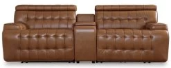 Signature Design By Ashley® Temmpton 3-Piece Chocolate Power Reclining Sectional Loveseat With Console
