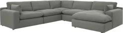Benchcraft® Elyza 5-Piece Smoke Right-Arm Facing Sectional With Chaise