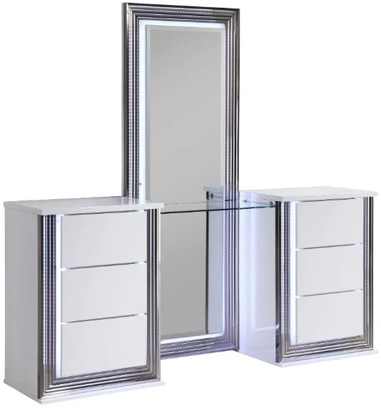 Global Furniture USA Ylime 3-Piece White Vanity Set With LED 3 Global Furniture USA Ylime 3-Piece White Vanity Set With LED