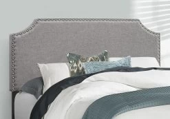 Monarch Specialties Bed, Full Size, Platform, Bedroom, Frame, Upholstered, Linen Look, Wood Legs, Grey, Chrome, Transitional -Furniture Store 4ca4e129 7638 4206 ba4e a5efdcc08ae6