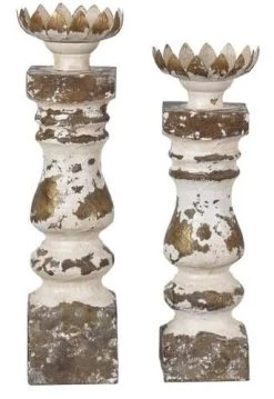 Crestview Collection Brimar Set Of 2 Brown/White Candleholders