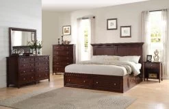 Spencer Cherry Finish 3pc King Storage Bedroom Group
