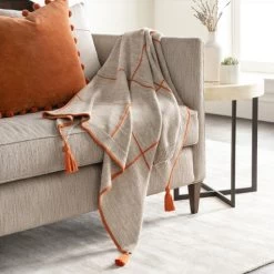 Surya Fleck Burnt Orange/Camel 50"x60" Throw Blanket -Furniture Store 52974236 8143 4291 969c f04bb184481a