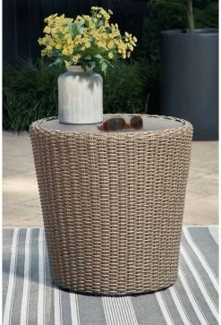 Signature Design By Ashley® Danson Beige Outdoor End Table -Furniture Store 5434600b 0eec 4d25 a0aa 62d7d71532b7