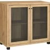 Coaster® Mchale Golden Oak/Gunmetal Accent Cabinet -Furniture Store 557c1170 8571 45b6 a260 f91fa15077b7