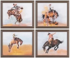 Crestview Collection Ride Em Cowboy 4-Piece Wall Art Set