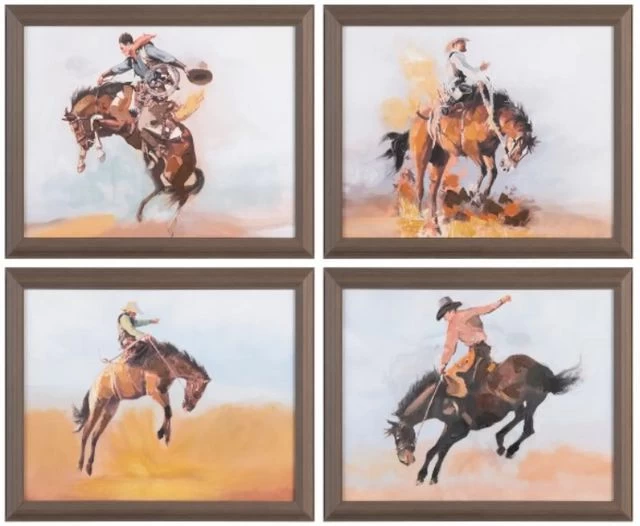 Crestview Collection Ride Em Cowboy 4-Piece Wall Art Set 3 Crestview Collection Ride Em Cowboy 4-Piece Wall Art Set