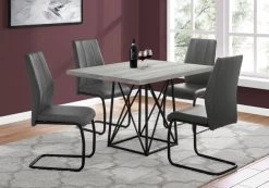 Monarch Specialties Dining Table, 48" Rectangular, Small, Kitchen, Dining Room, Metal, Laminate, Grey, Black, Contemporary, Modern -Furniture Store 577ac22b 73bd 4833 a17f 3d15c00bcf54