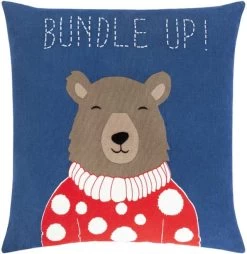 Surya Bundle Up Bear Navy 22"x22" Pillow Shell