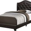 Monarch Specialties Bed, Twin Size, Platform, Teen, Frame, Upholstered, Velvet, Wood Legs, Brown, Traditional