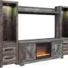 Signature Design By Ashley® Wynnlow 4-Piece Rustic Gray Entertainment Center With Fireplace -Furniture Store 5dced475 8fc6 487c 8f00 db284e578711