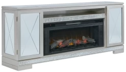 Signature Design By Ashley® Flamory Metallic Silver 72" TV Stand With Electric Fireplace